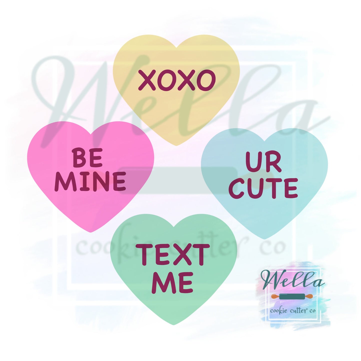 Conversation Mini Heart with Optional Cutter & Stencil Designs