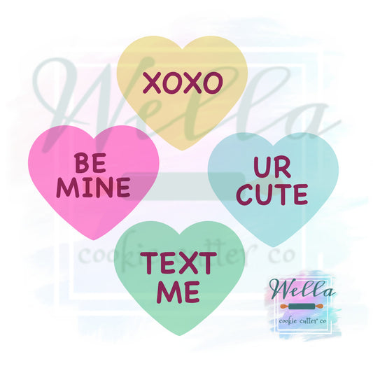 Conversation Mini Heart with Optional Cutter & Stencil Designs