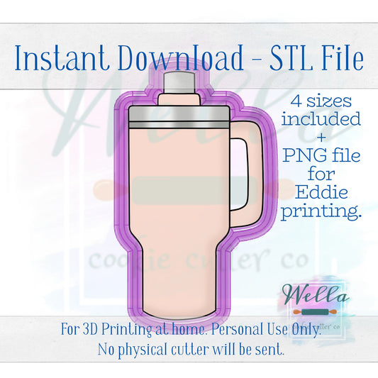 Digital STL File - Tumbler Cookie Cutter - 4 Sizes Included 4", 4.5", 5" and 5.5" - High Resolution File for Edible Printing