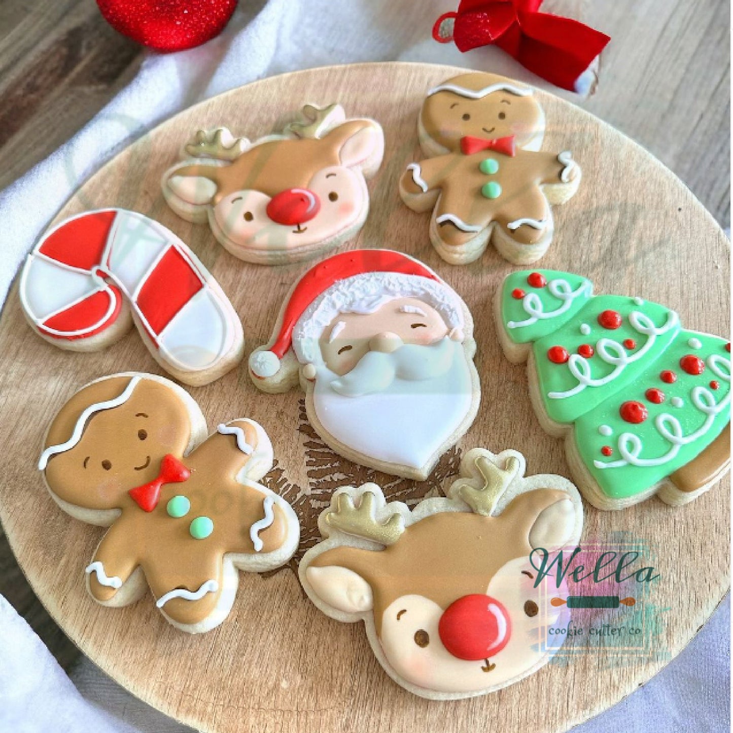 Santa and Mrs. Clause Set #2 Cookie Cutters with Optional Stencil Guides, Christmas Cookie Cutters
