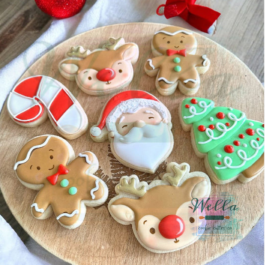 Santa and Mrs. Clause Set #2 Cookie Cutters with Optional Stencil Guides, Christmas Cookie Cutters