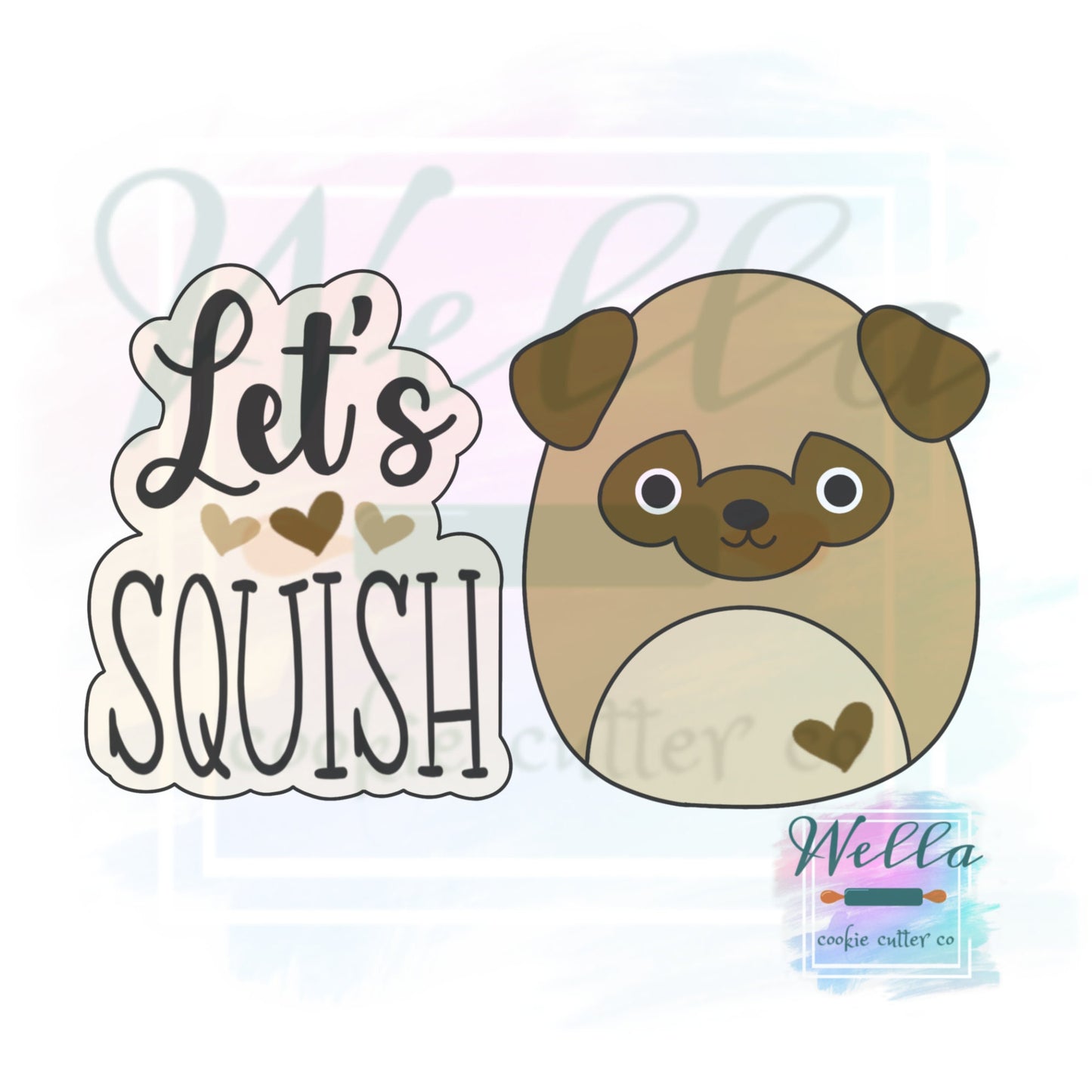 Let's Squish Valentine Cookie Cutter Set, 2 pc Cookie Cutter Set with Optional Stencil