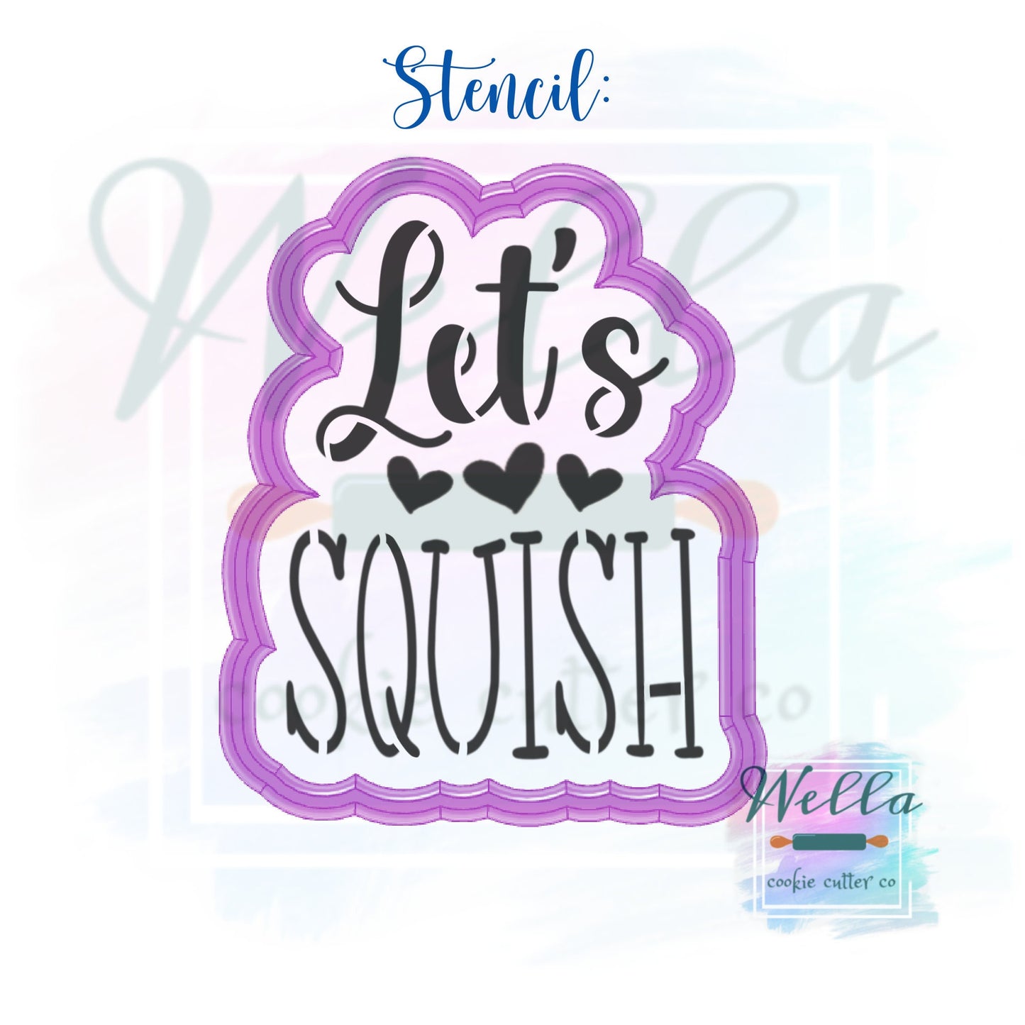 Let's Squish Valentine Cookie Cutter Set, 2 pc Cookie Cutter Set with Optional Stencil