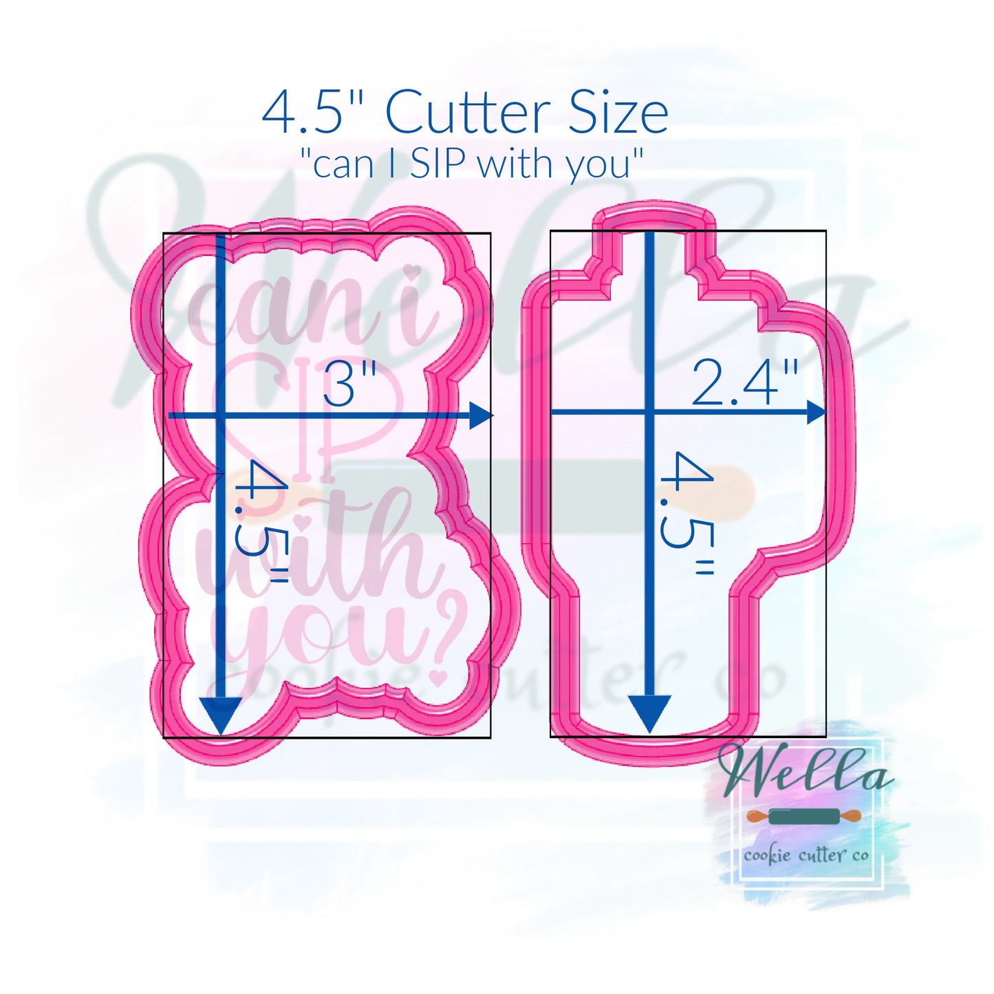 Tumbler #2 Set Cookie Cutters with Optional Stencil