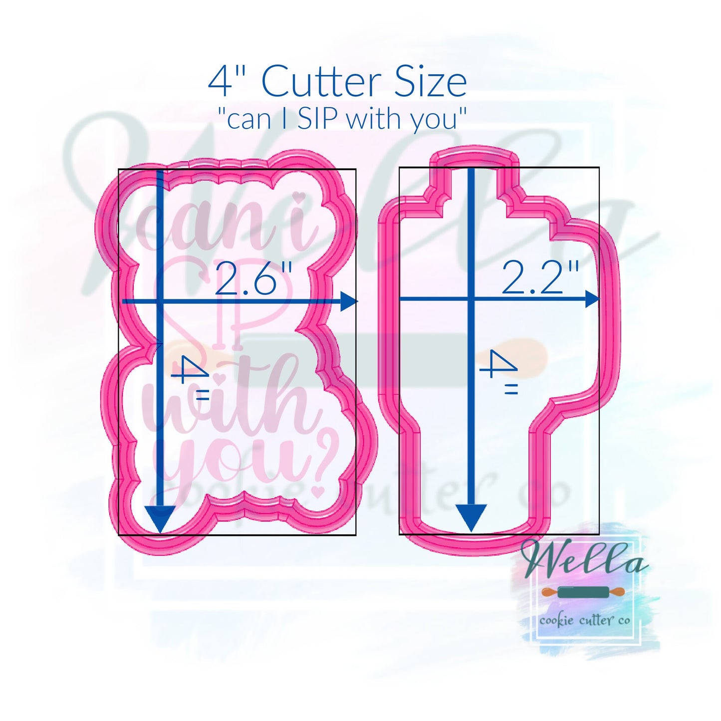 Tumbler #2 Set Cookie Cutters with Optional Stencil