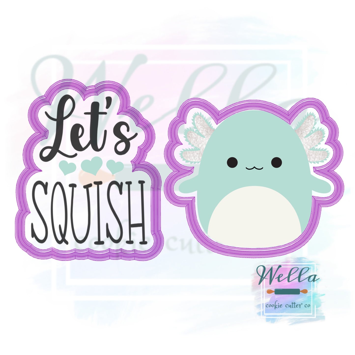 Let's Squish Valentine Cookie Cutter Set, 2 pc Cookie Cutter Set with Optional Stencil