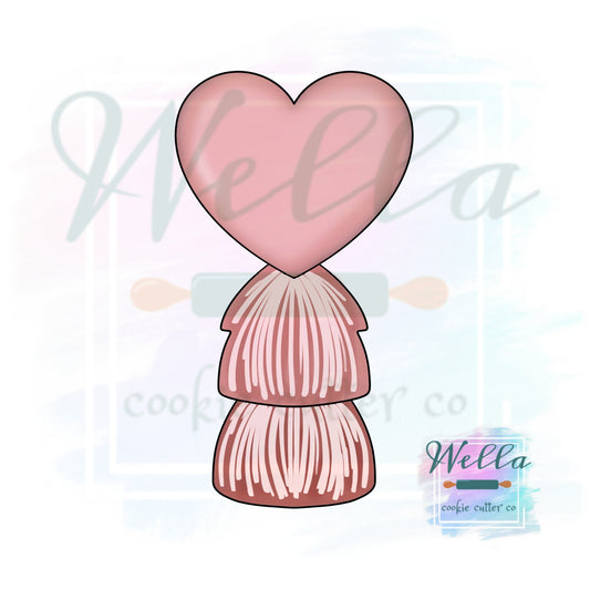 Heart Balloon with Tassels Cookie Cutter, Valentine's Day Cookie Cutter