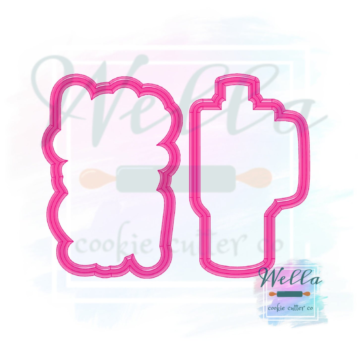 Tumbler Set Cookie Cutters with Optional Stencil