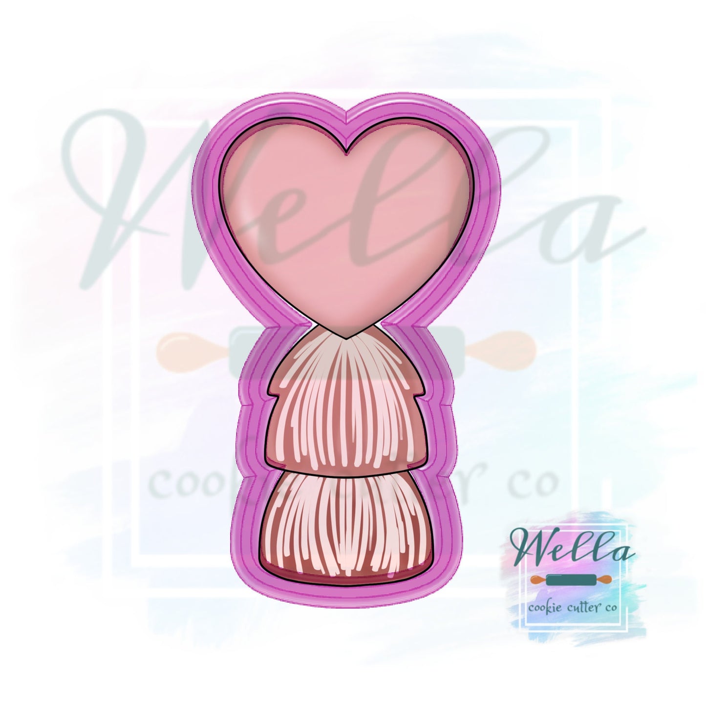 Heart Balloon with Tassels Cookie Cutter, Valentine's Day Cookie Cutter