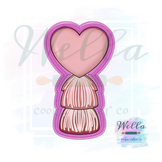 Heart Balloon with Tassels Cookie Cutter, Valentine's Day Cookie Cutter
