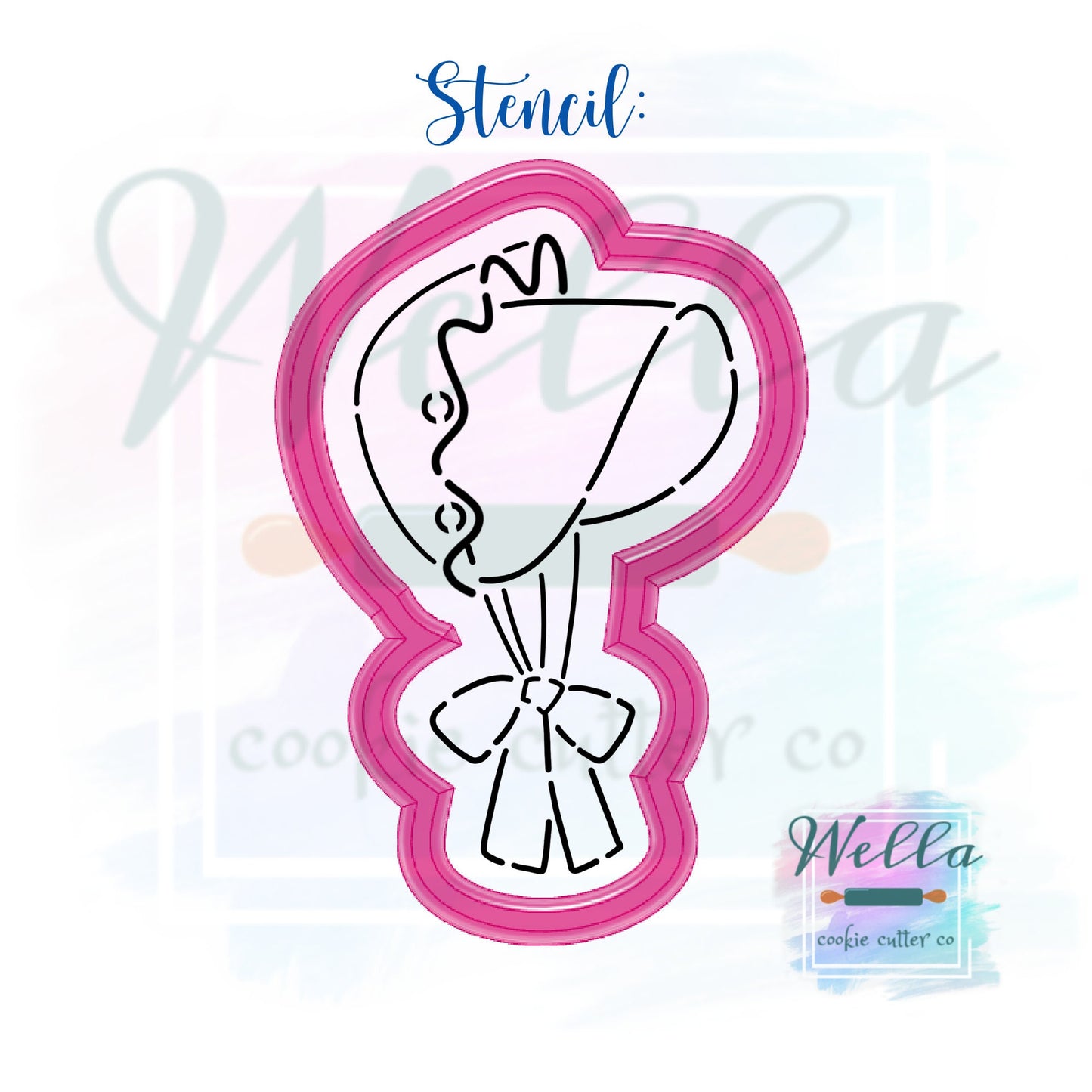Baby Bonnet Cookie Cutter with Optional Stencil