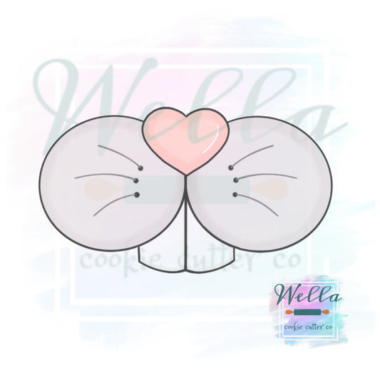 Bunny Heart Nose Cookie Cutter with Optional Stencil
