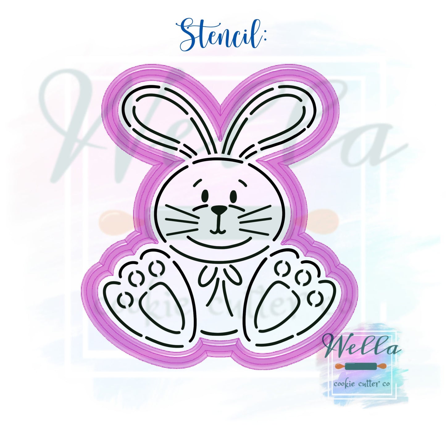 Bunny Big Feet Cookie Cutter with Optional Stencil Guide, Easter Cookie Cutter