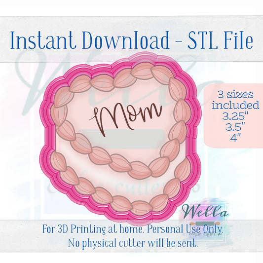 Digital STL File - Vintage Heart Buttercream Cake Cookie Cutter - 3 Sizes Included 3.25", 3.5", and 4"