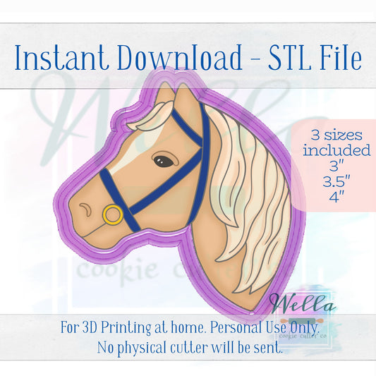 Digital STL File - Horse Head Cookie Cutter - 3 Sizes Included 3", 3.5", and 4"