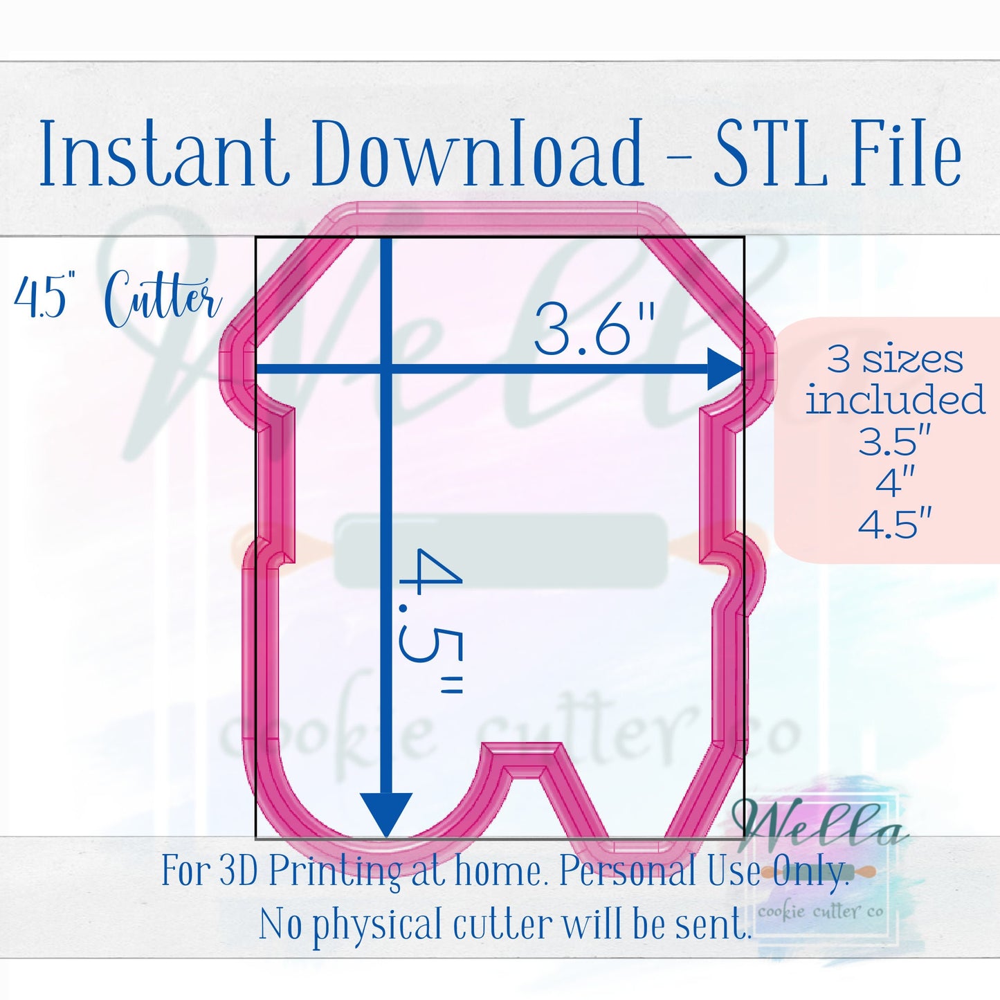 Digital STL File - Market Cart #1 Cookie Cutter- 3 Sizes: 3.5", 4" and 4.5"