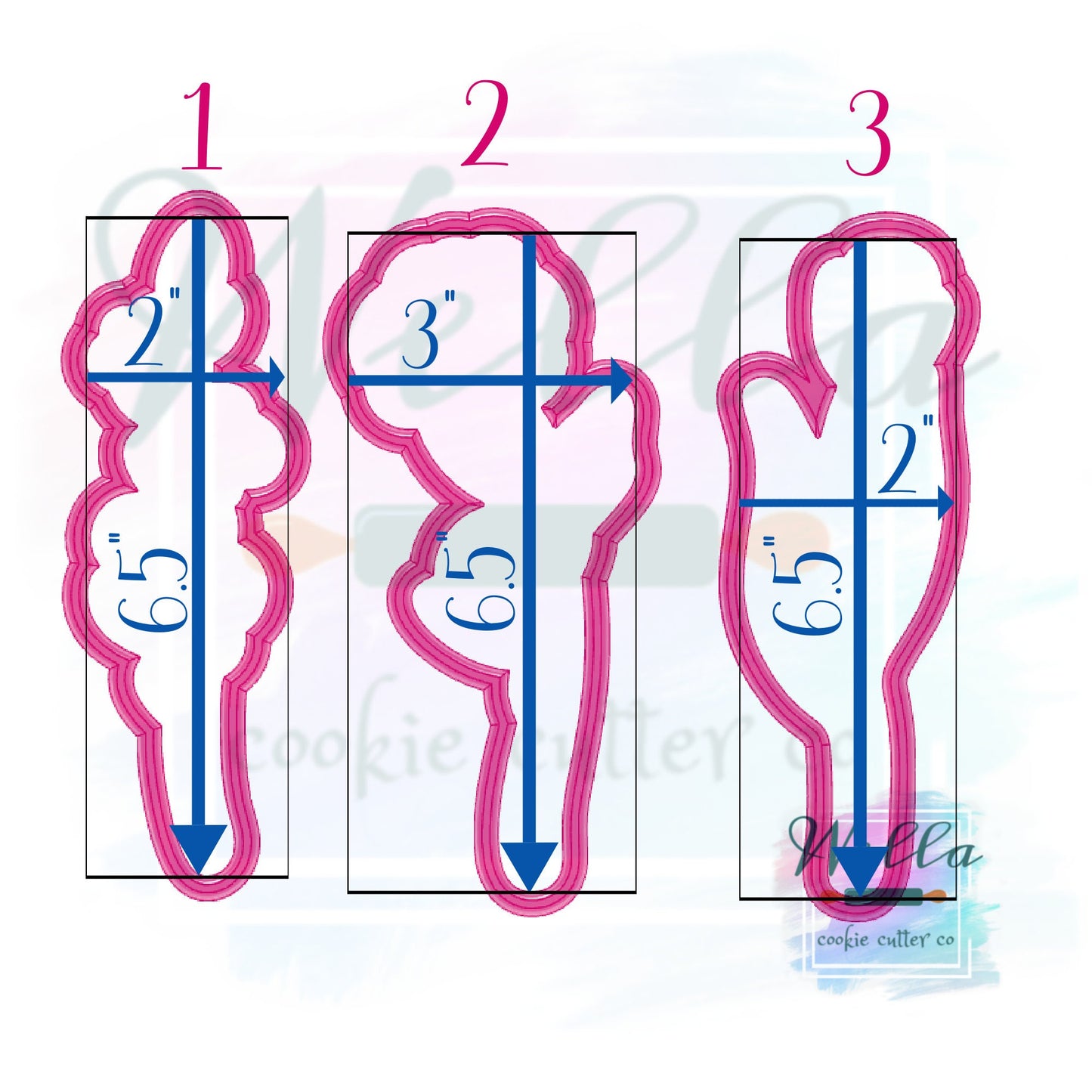 Long Stem 6.5" Floral Set Cookie Cutters