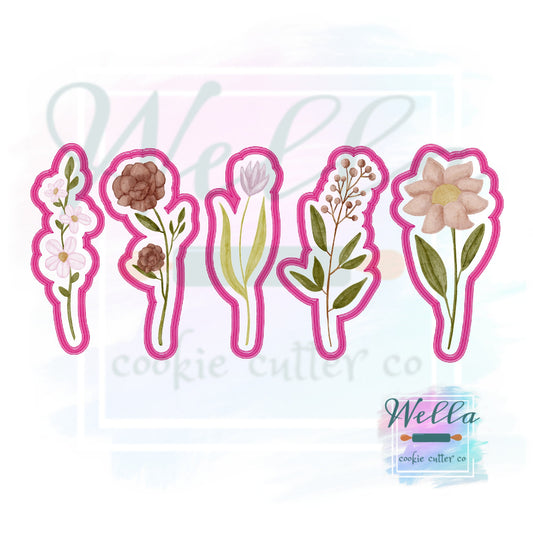 Long Stem 6.5" Floral Set Cookie Cutters