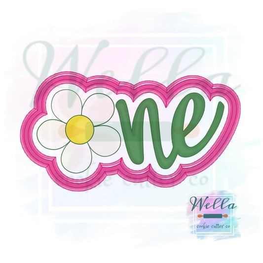 Daisy One Cursive Cookie Cutter with Optional Stencil
