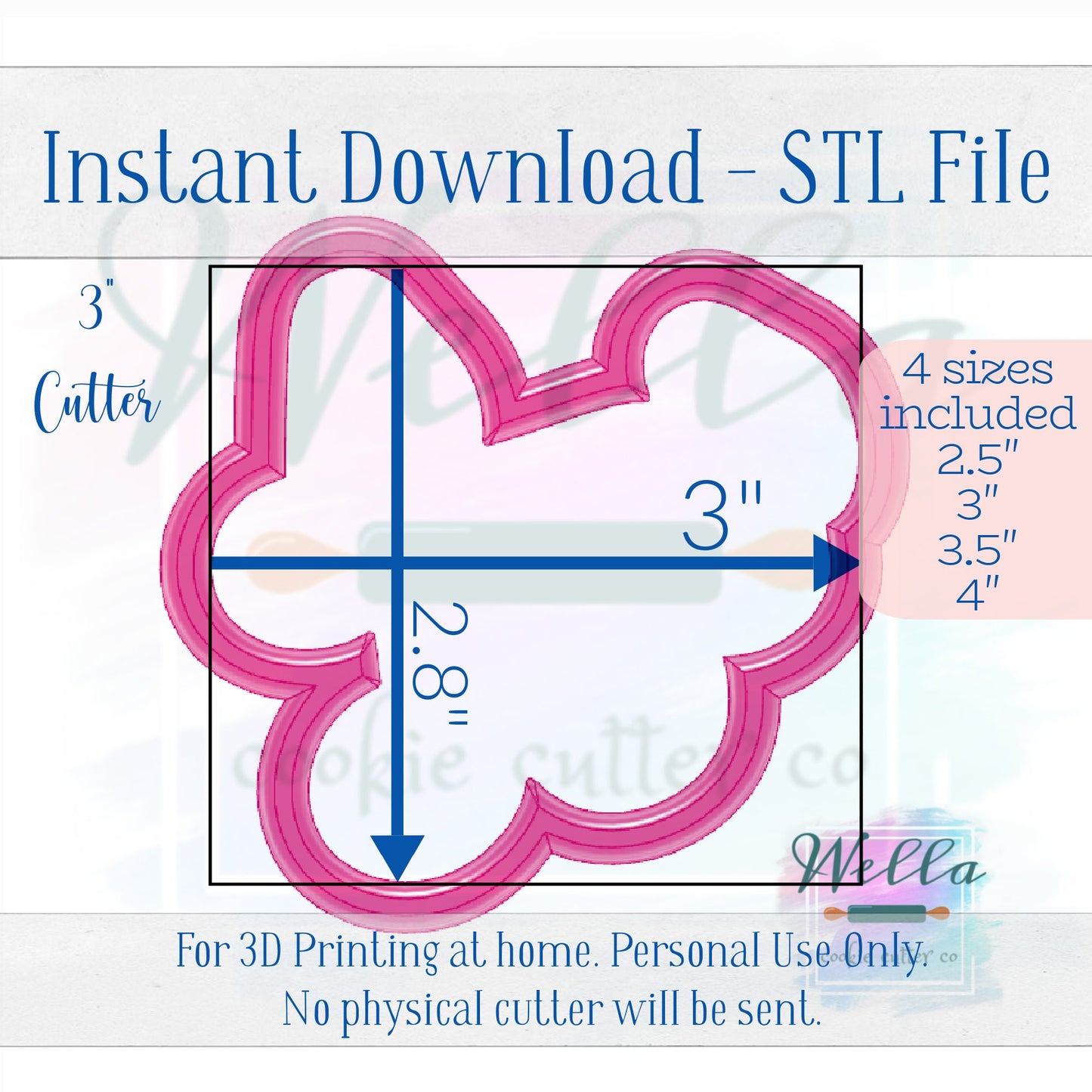 Digital STL File - Music Notes Cookie Cutter - 4 Sizes: 2.5", 3", 3.5", & 4" - PNG Included