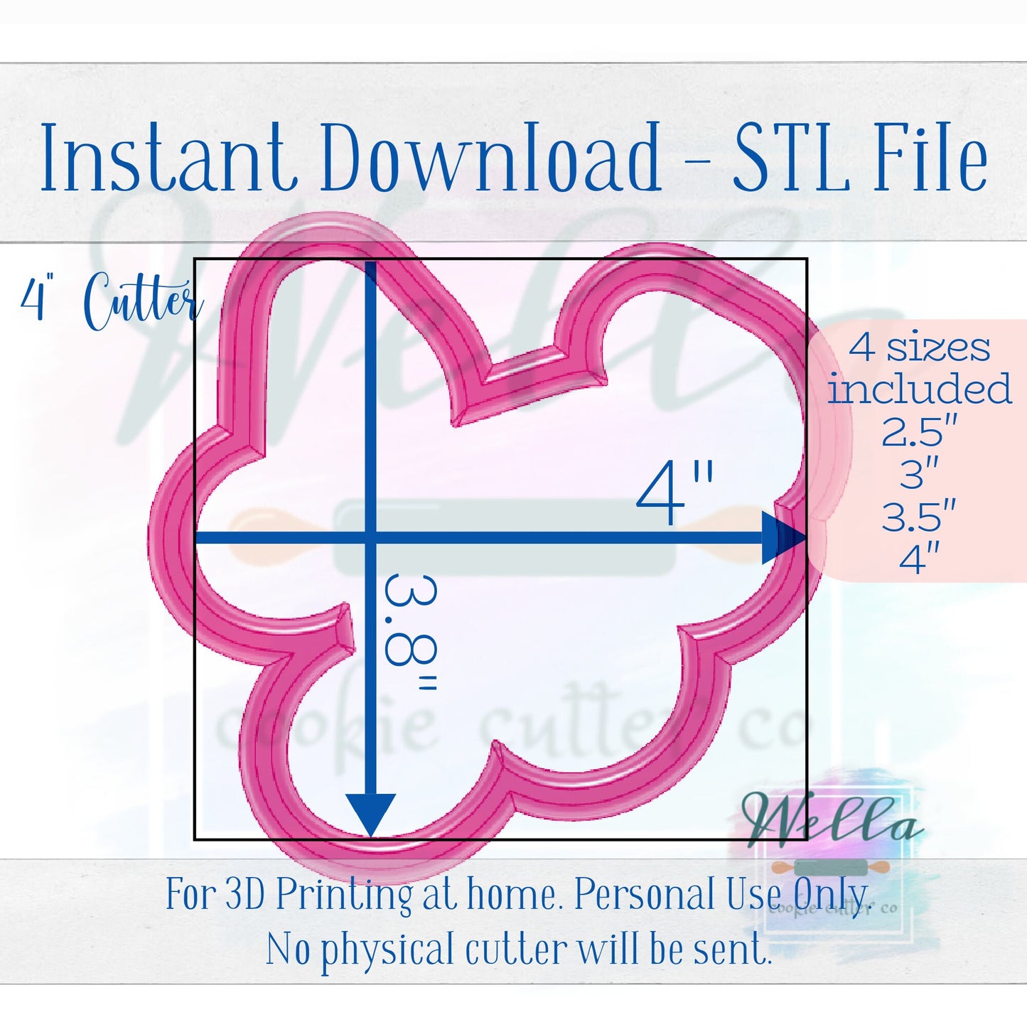 Digital STL File - Music Notes Cookie Cutter - 4 Sizes: 2.5", 3", 3.5", & 4" - PNG Included