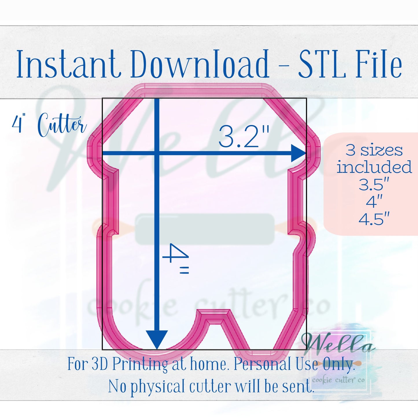 Digital STL File - Market Cart #1 Cookie Cutter- 3 Sizes: 3.5", 4" and 4.5"