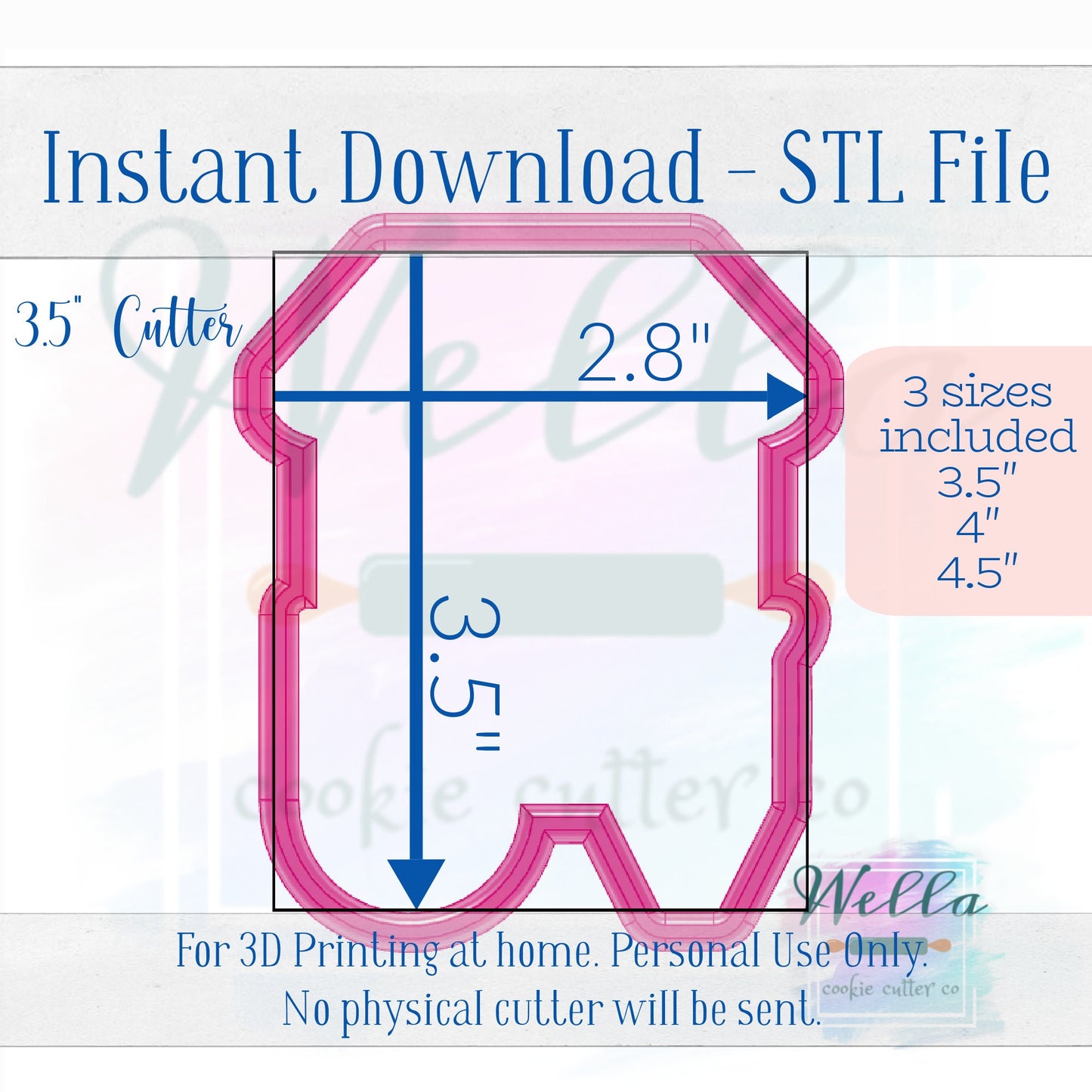 Digital STL File - Market Cart #1 Cookie Cutter- 3 Sizes: 3.5", 4" and 4.5"