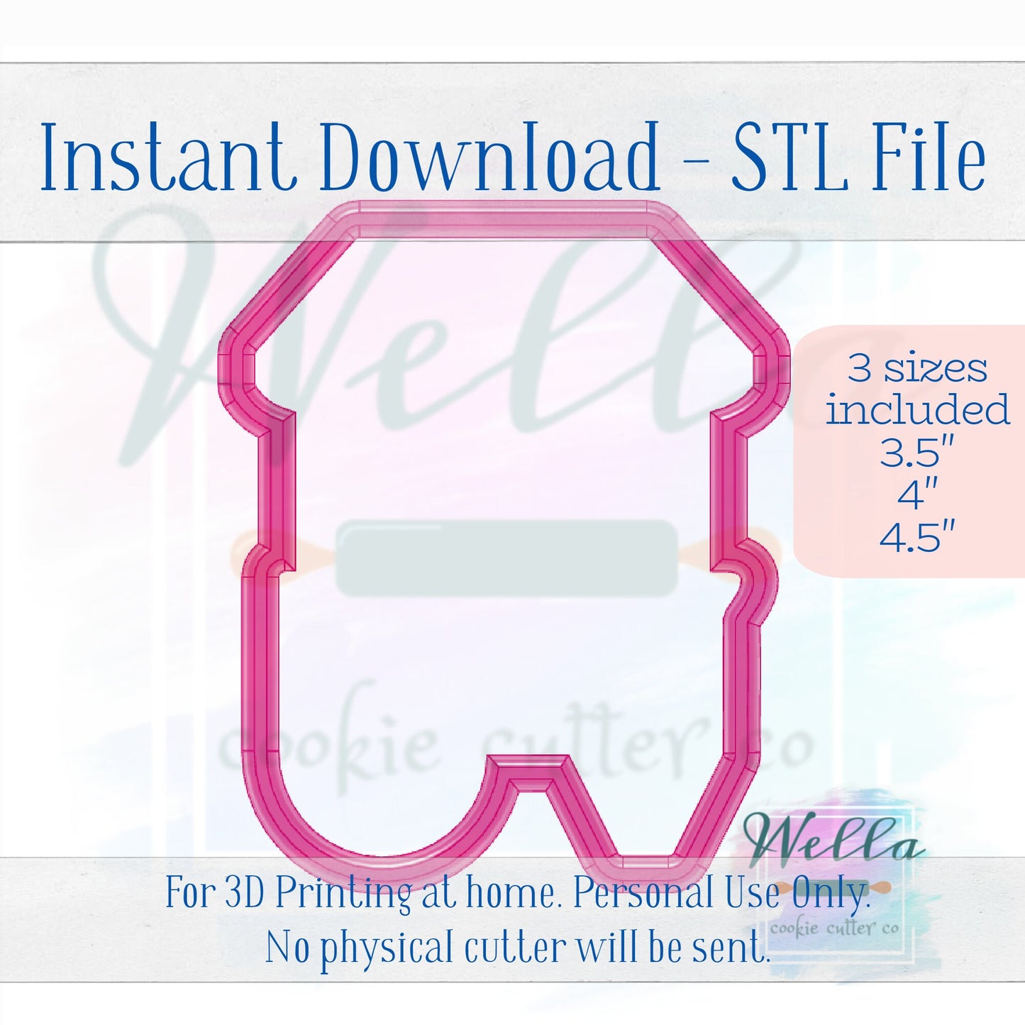 Digital STL File - Market Cart #1 Cookie Cutter- 3 Sizes: 3.5", 4" and 4.5"