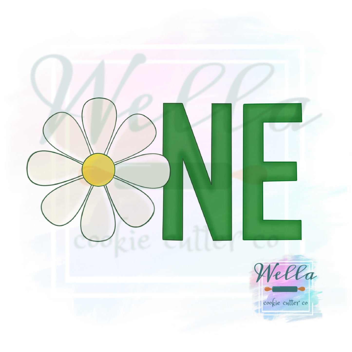 Daisy ONE Block Lettering Cookie Cutter with Optional Stencil