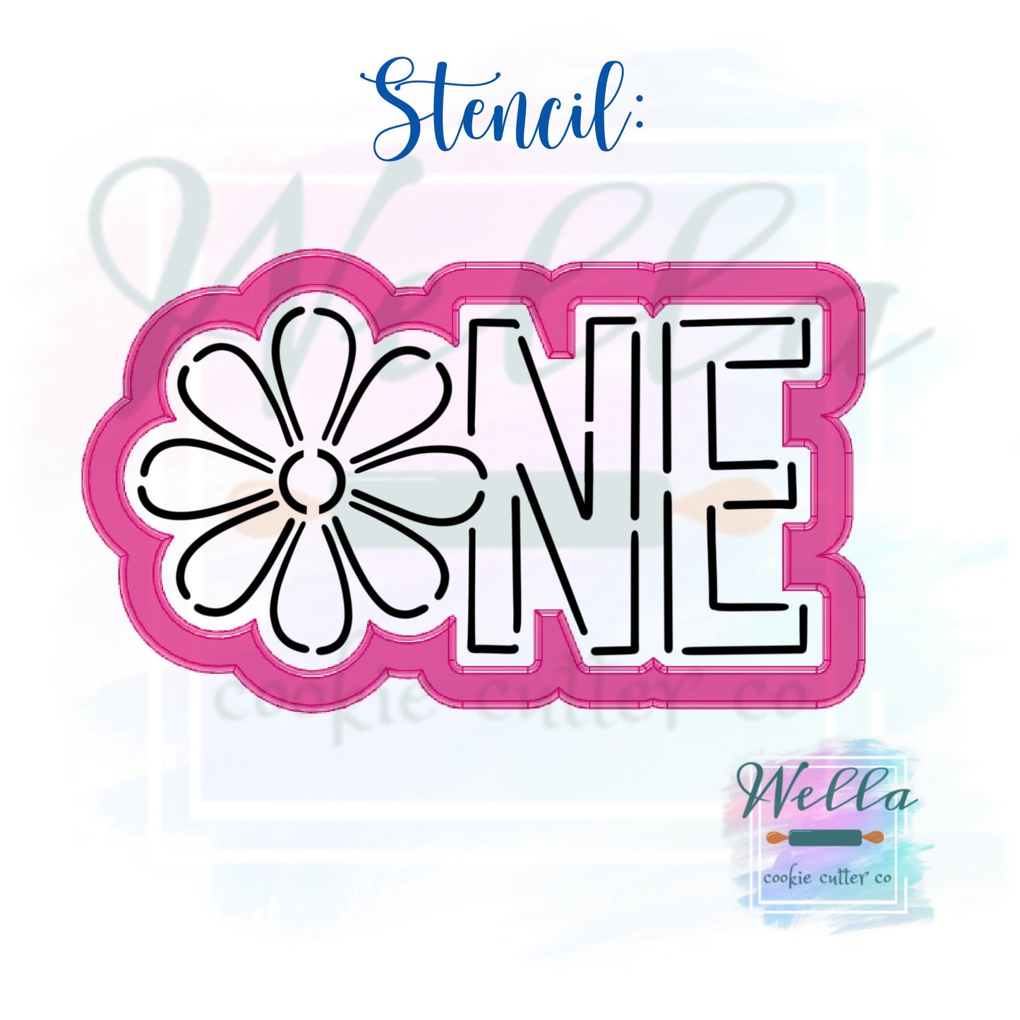 Daisy ONE Block Lettering Cookie Cutter with Optional Stencil