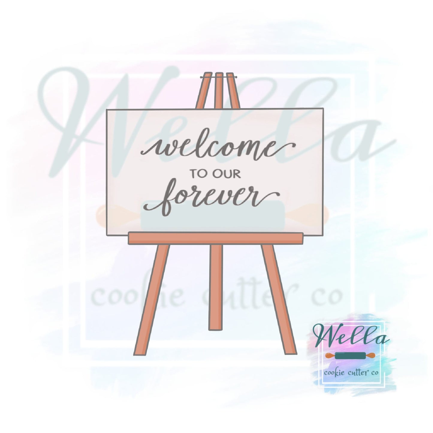Wedding Sign #2 Cookie Cutter with or without florals, Wedding Easel Cookie Cutter