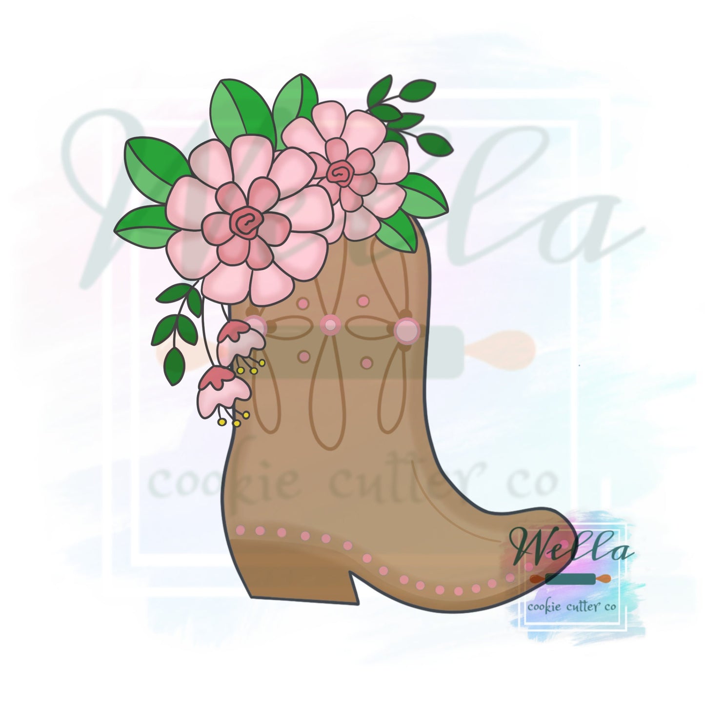 Floral Cowgirl Hat and Boot Cookie Cutters