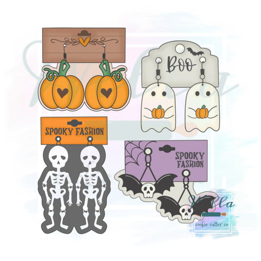 Spooky Earrings Set - Set of 4 Cookie Cutters, Halloween Cookie Cutters