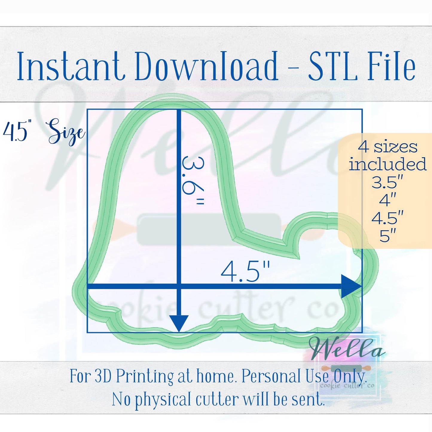 Digital STL File - Ghost Walking Ghost Dog Cookie Cutter - 4 Sizes Included - High Resolution PNG
