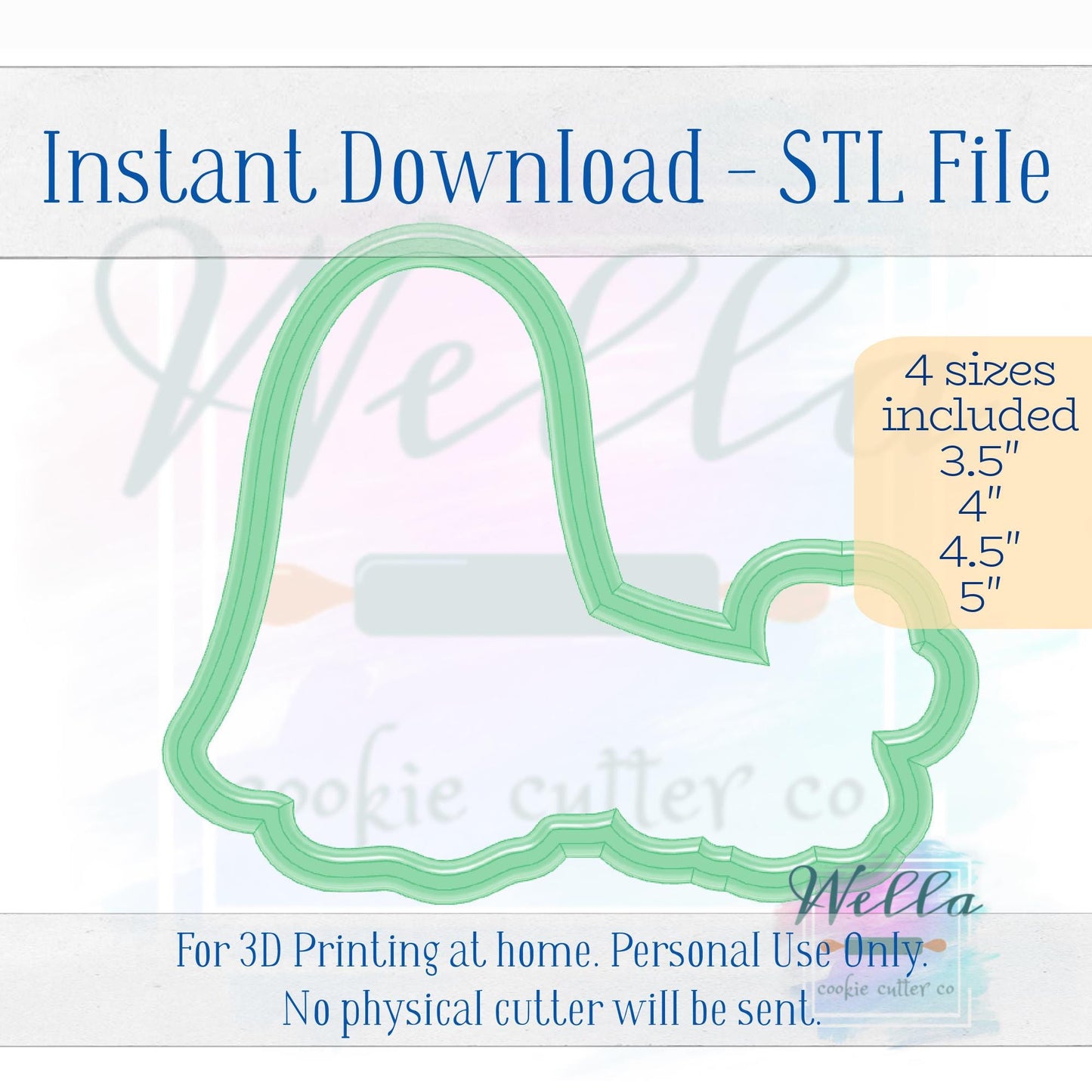 Digital STL File - Ghost Walking Ghost Dog Cookie Cutter - 4 Sizes Included - High Resolution PNG
