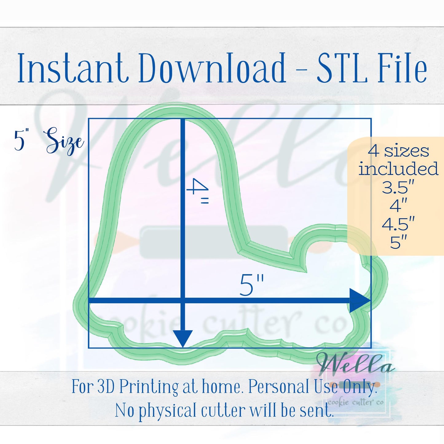 Digital STL File - Ghost Walking Ghost Dog Cookie Cutter - 4 Sizes Included - High Resolution PNG