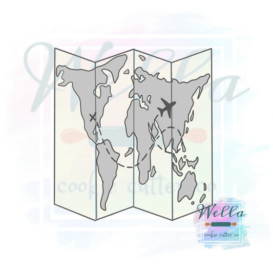 Folded Map Cookie Cutter, Travel Cookie Cutter
