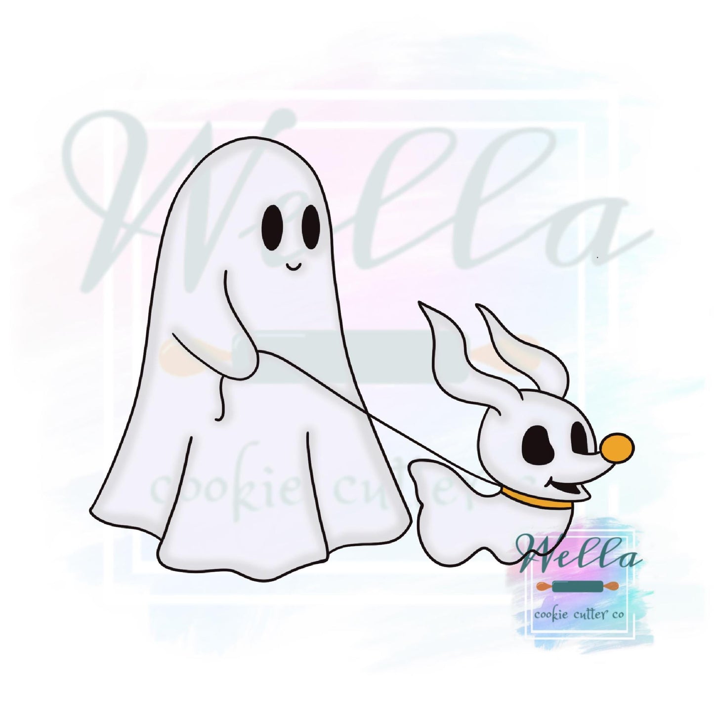 Ghost Walking Ghost Dog #2 Cookie Cutter with Optional Stencil