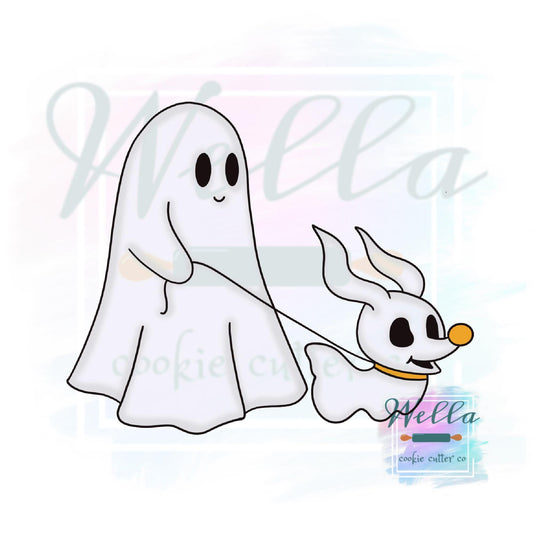 Ghost Walking Ghost Dog #2 Cookie Cutter with Optional Stencil