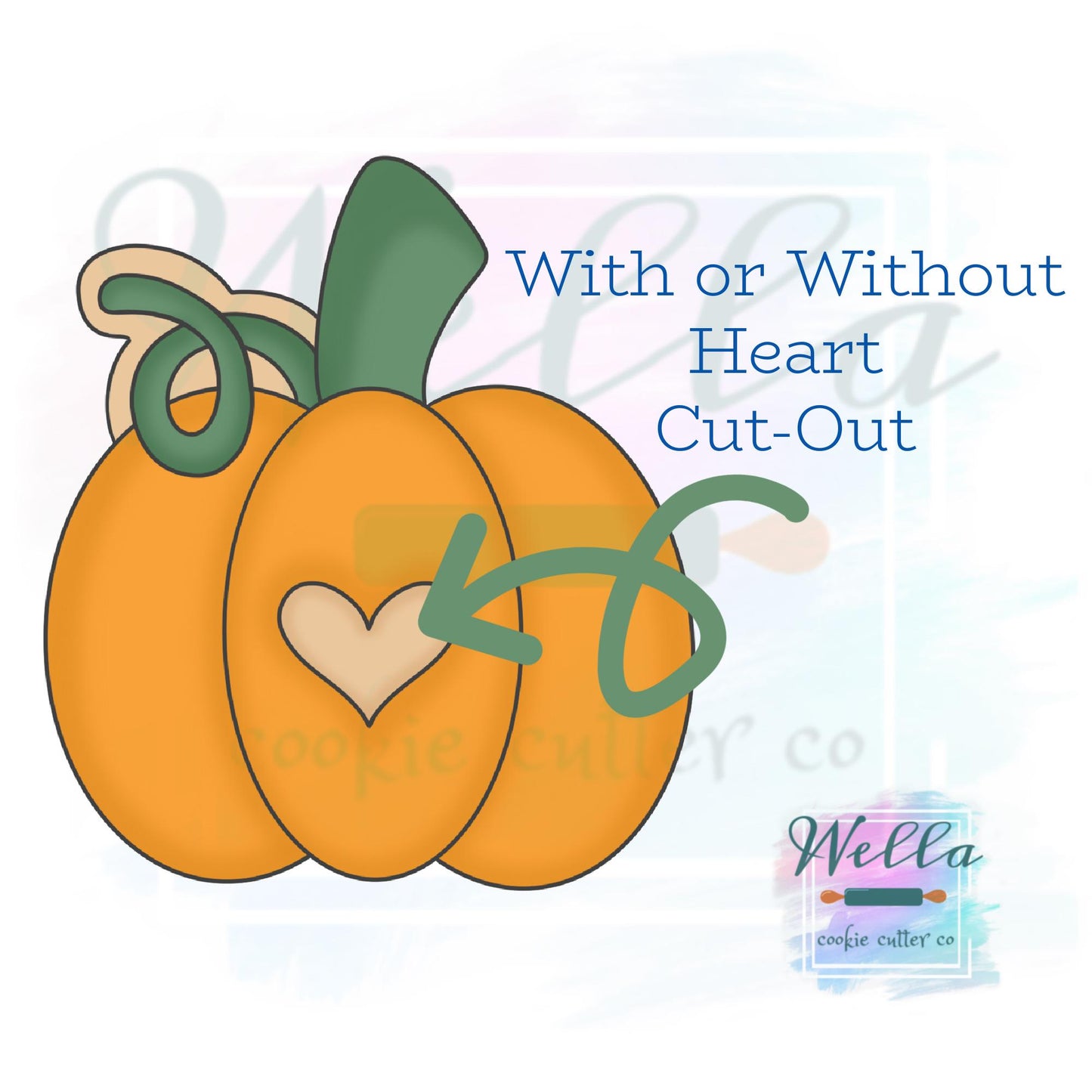 Pumpkin with Heart Cookie Cutter with or without Heart Cut Out