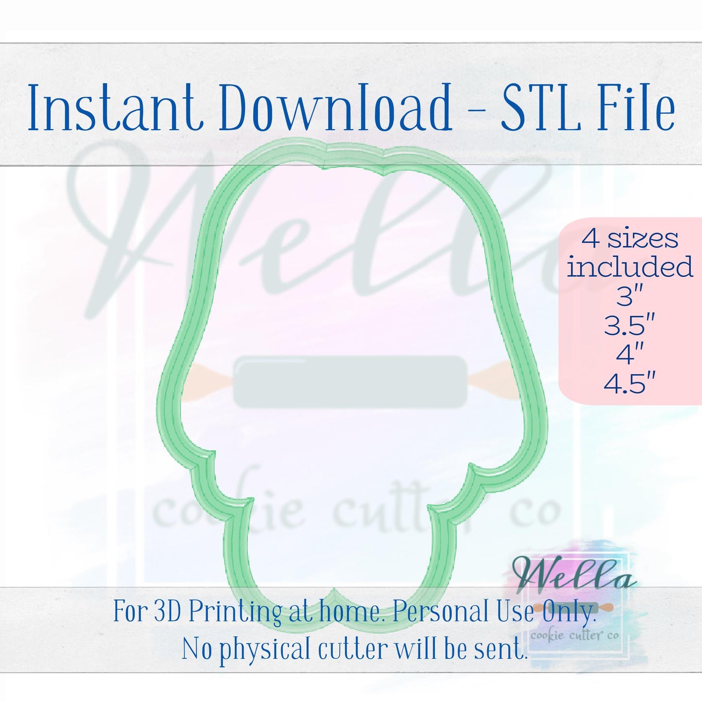 Digital STL File - Bunny Ragdoll #2 Cookie Cutter - 4 Sizes Included 3", 3.5", 4", 4.5"
