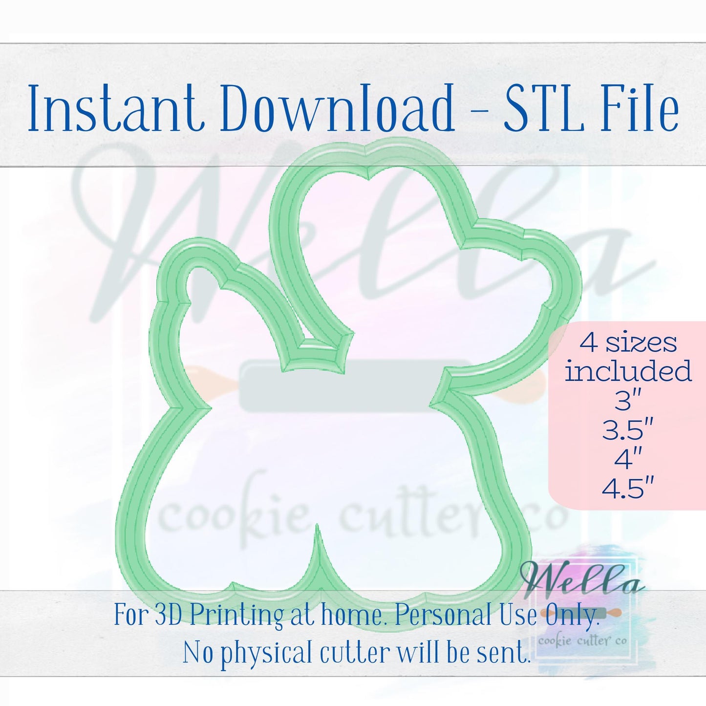Digital STL File - Balloon Dog Cookie Cutter - 4 Sizes Included, 3", 3.5", 4" & 4.5"