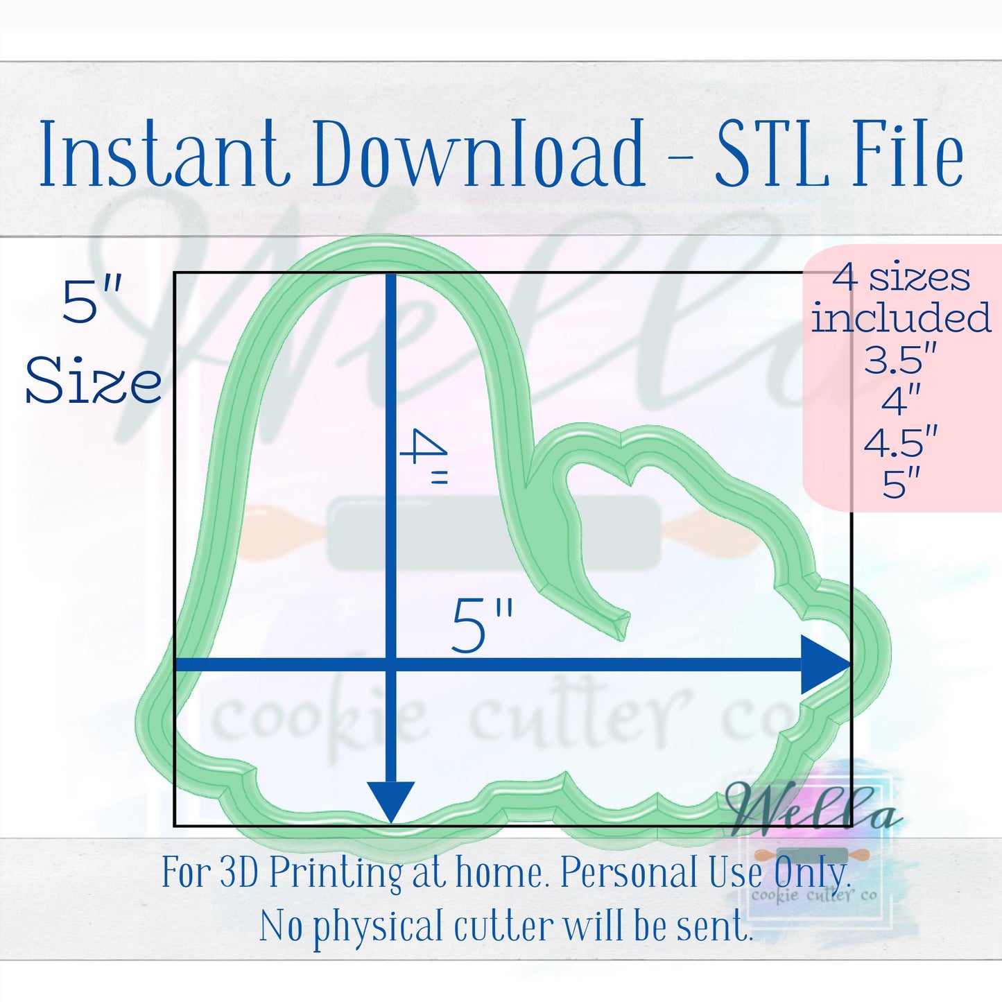 Digital STL File - Ghost Walking Ghost Dog #2 Cookie Cutter - 4 Sizes Included - High Resolution PNG