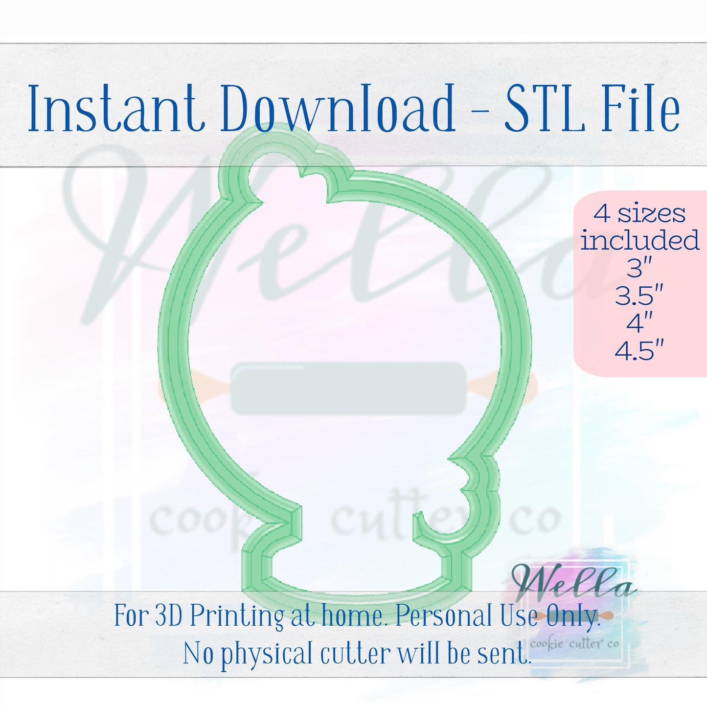Digital STL File - Globe Cookie Cutter - 4 Sizes Included; 3", 3.5", 4" & 4.5"