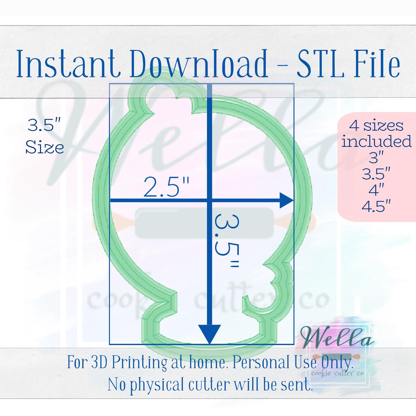Digital STL File - Globe Cookie Cutter - 4 Sizes Included; 3", 3.5", 4" & 4.5"