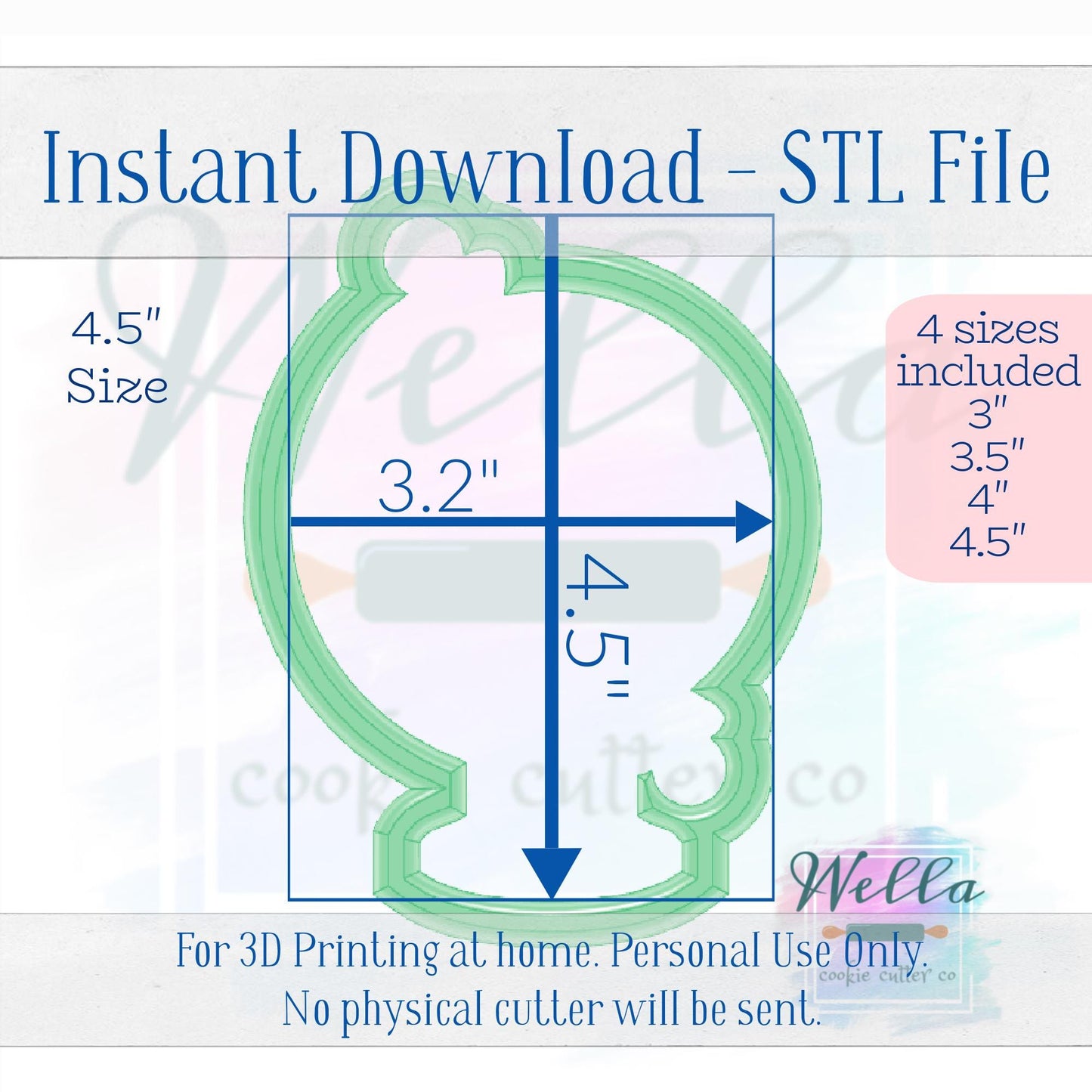 Digital STL File - Globe Cookie Cutter - 4 Sizes Included; 3", 3.5", 4" & 4.5"