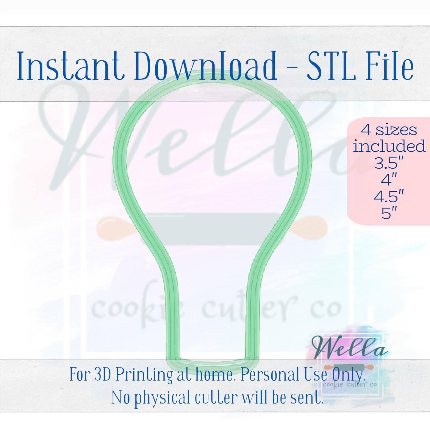 Digital STL File - Hot Air Balloon Cookie Cutter - 4 Sizes Included; 3.5", 4", 4.5" & 5"