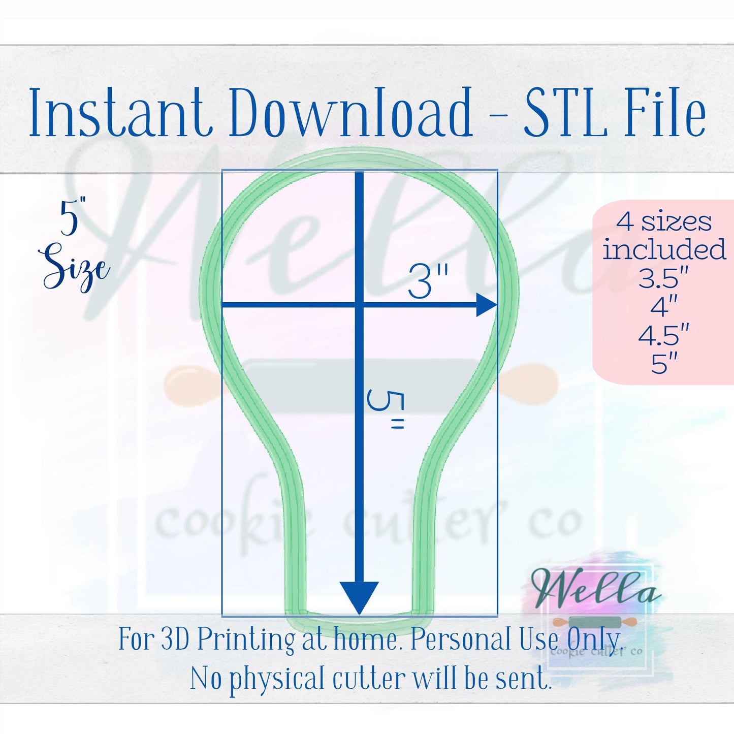 Digital STL File - Hot Air Balloon Cookie Cutter - 4 Sizes Included; 3.5", 4", 4.5" & 5"