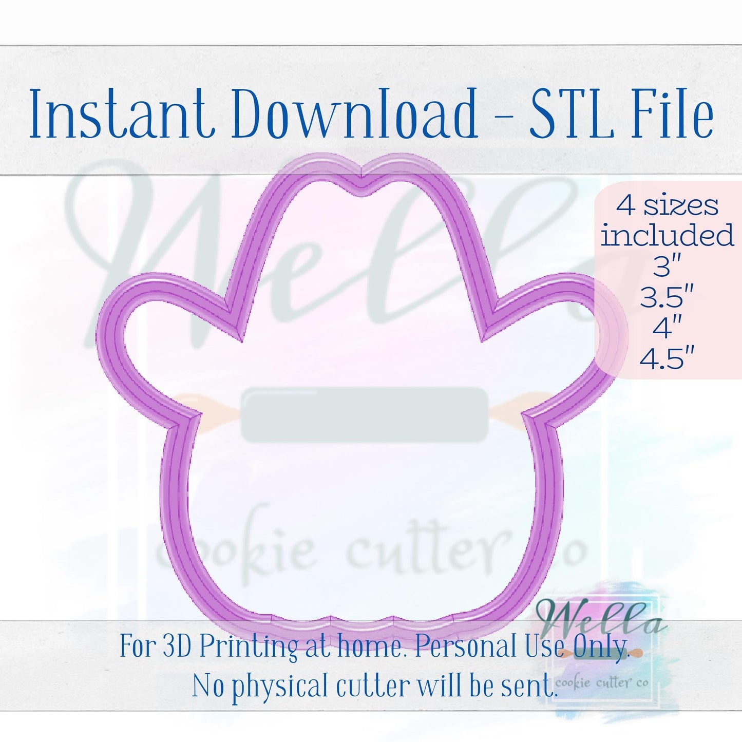 Digital STL File - Cowboy Pumpkin Cookie Cutter - 4 Sizes Included 3", 3.5", 4" & 4.5"