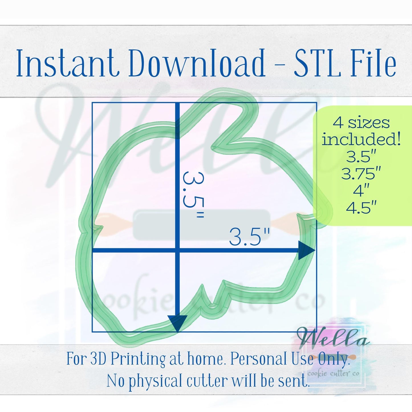 Digital STL File - Lemon Branch Cookie Cutter - 4 Sizes Included 3.5", 3.75", 4", & 4.5"